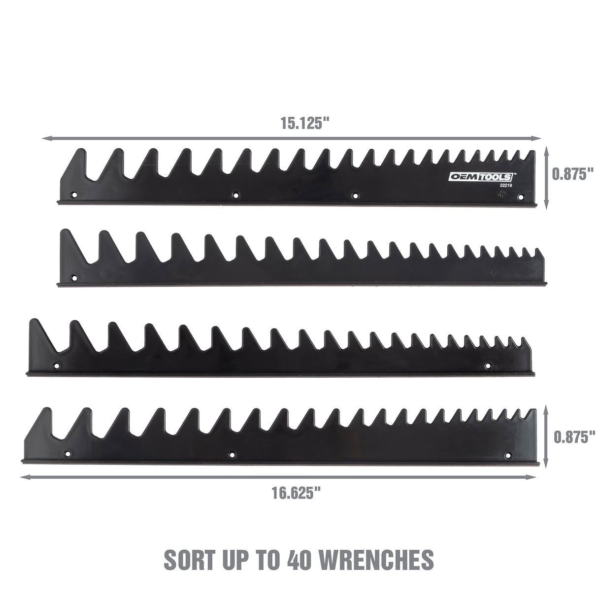 OEMTOOLS 22219 40 Wrench Magnetic Organizing Rails-Black Additional Image 1