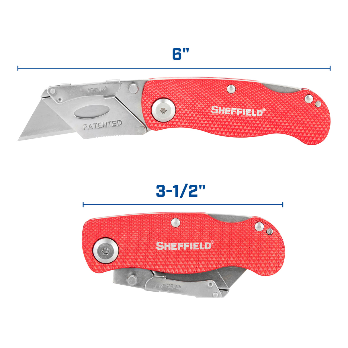 Sheffield 12614 Folding Lock Back® Utility Knife - Red Additional Image 6