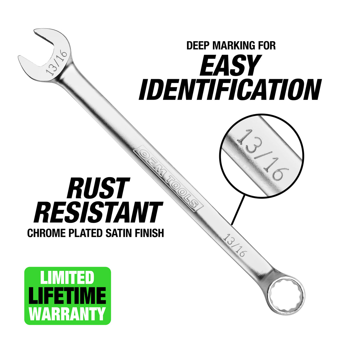 OEMTOOLS 22039 13/16 Inch Combination Wrench (SAE) Additional Image 1