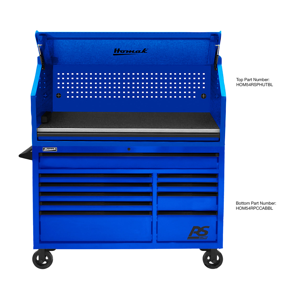 Homak 54in. RS Pro Top Hutch-Blue Additional Image 1