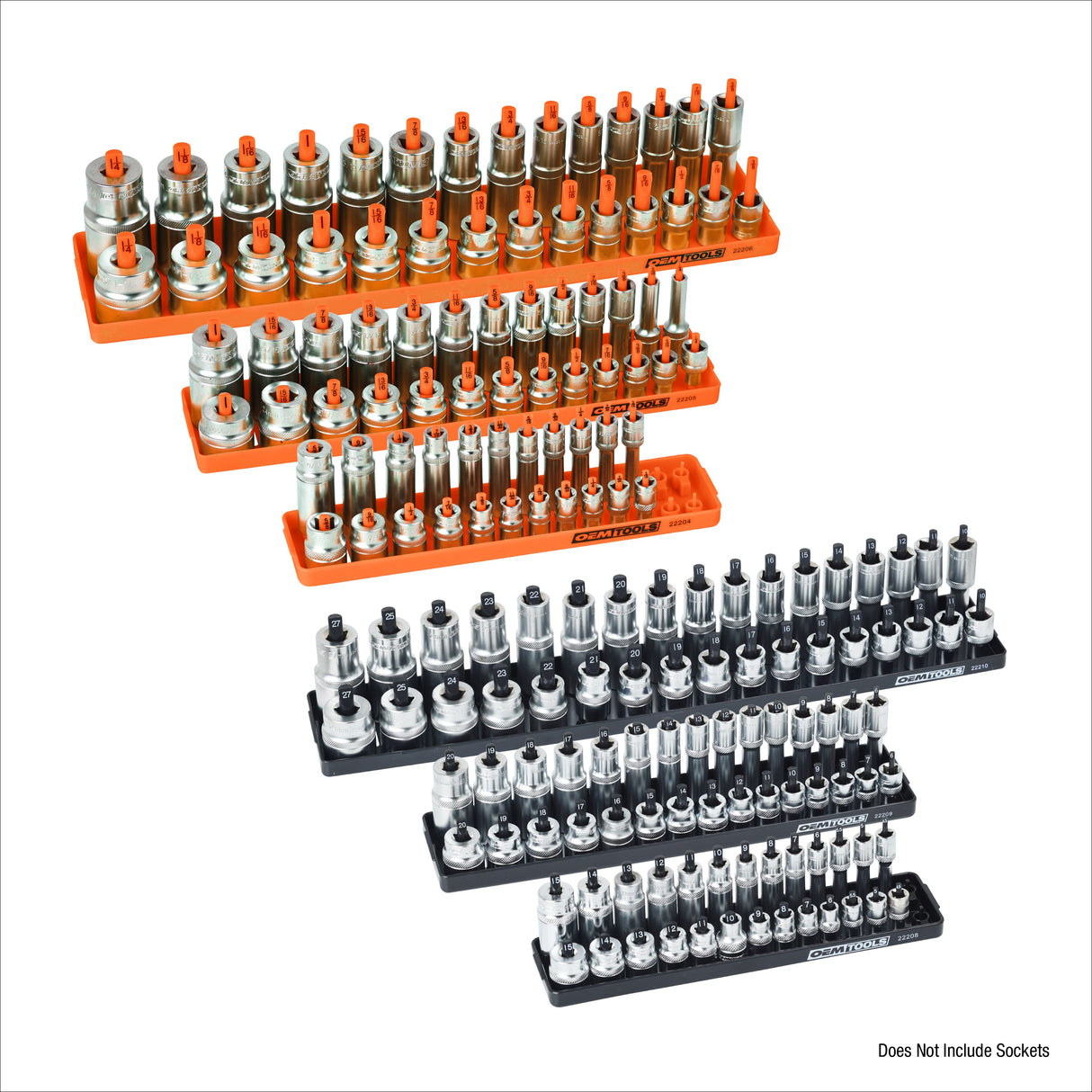 OEMTOOLS 22418 6 Piece SAE and Metric Socket Tray Set (Orange and Black) Additional Image 1