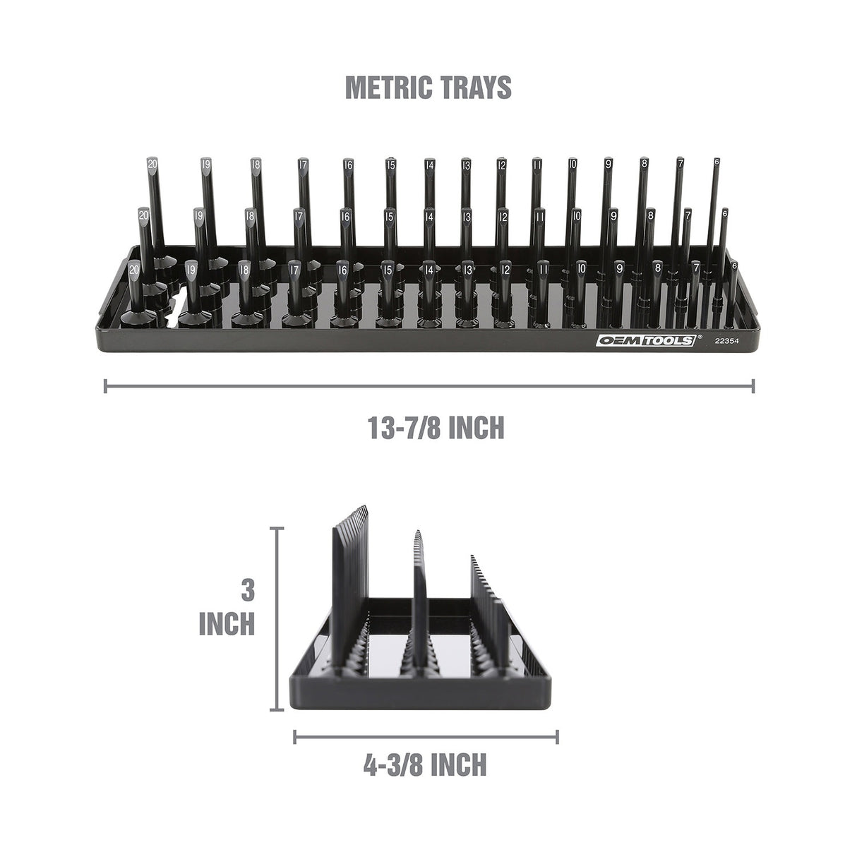 OEMTOOLS 22354 3 Post Socket Tray - 3/8in. Drive (Metric) Additional Image 1