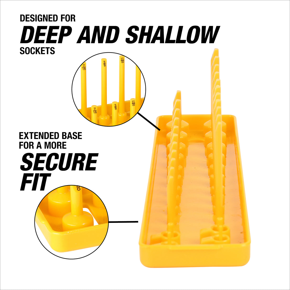 OEMTOOLS 22238 6 Piece SAE and Metric Socket Tray Set (Yellow and Black) Additional Image 4