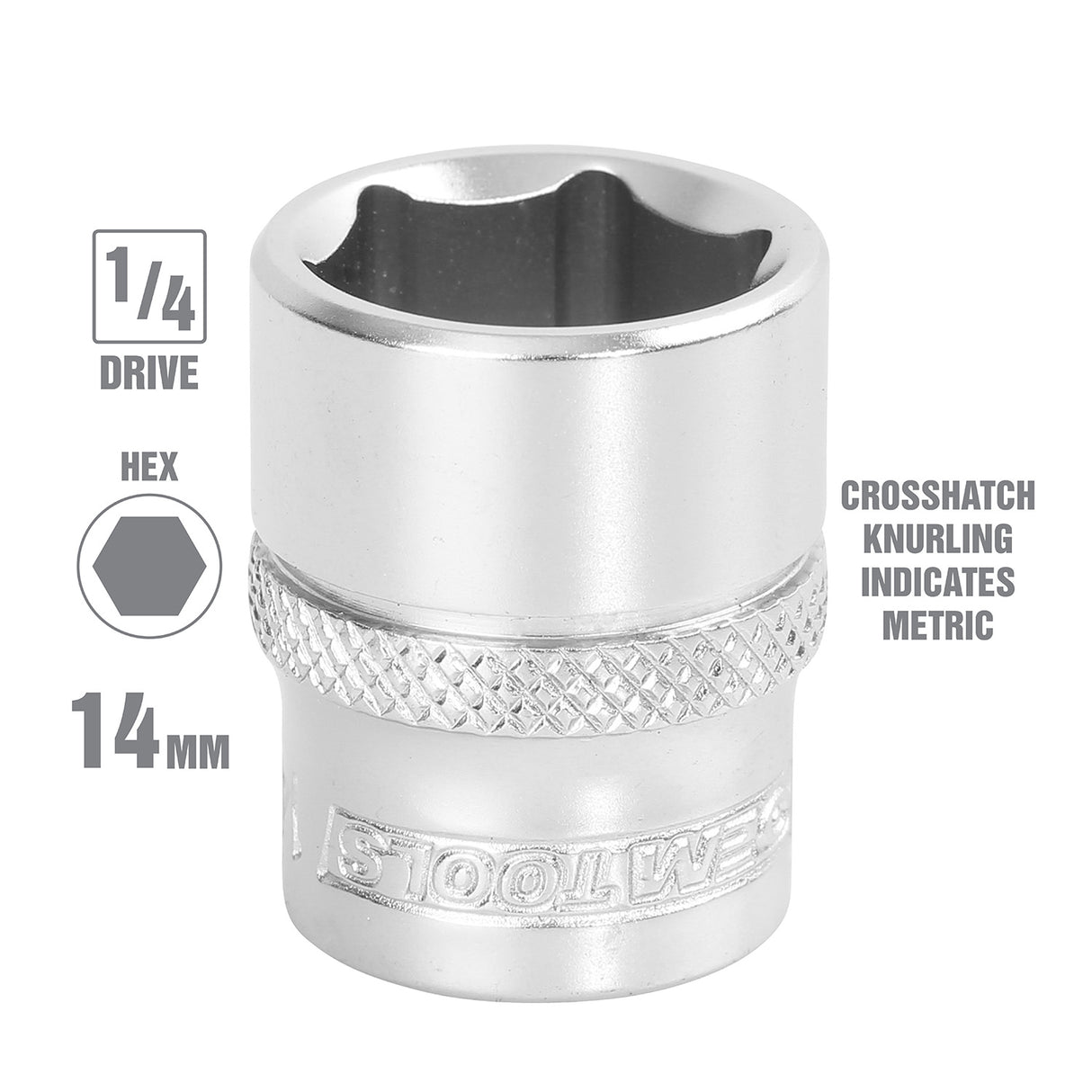 OEMTOOLS 22251 1/4 Inch Drive 6 Pt. Socket (14 mm) Additional Image 1