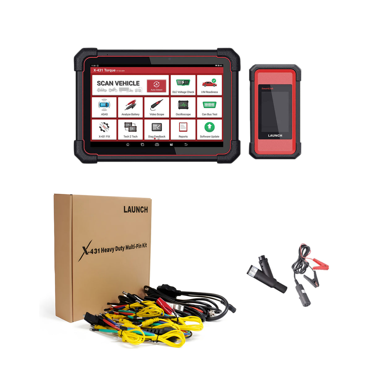 Launch Tech USA LAUTORQAUTOBND X-431 Torque Auto HD PRO, J560 PLC Trailer -7+9 pin Connector + Power & X-431 HD Multi Pin Kit Bundle Main Image