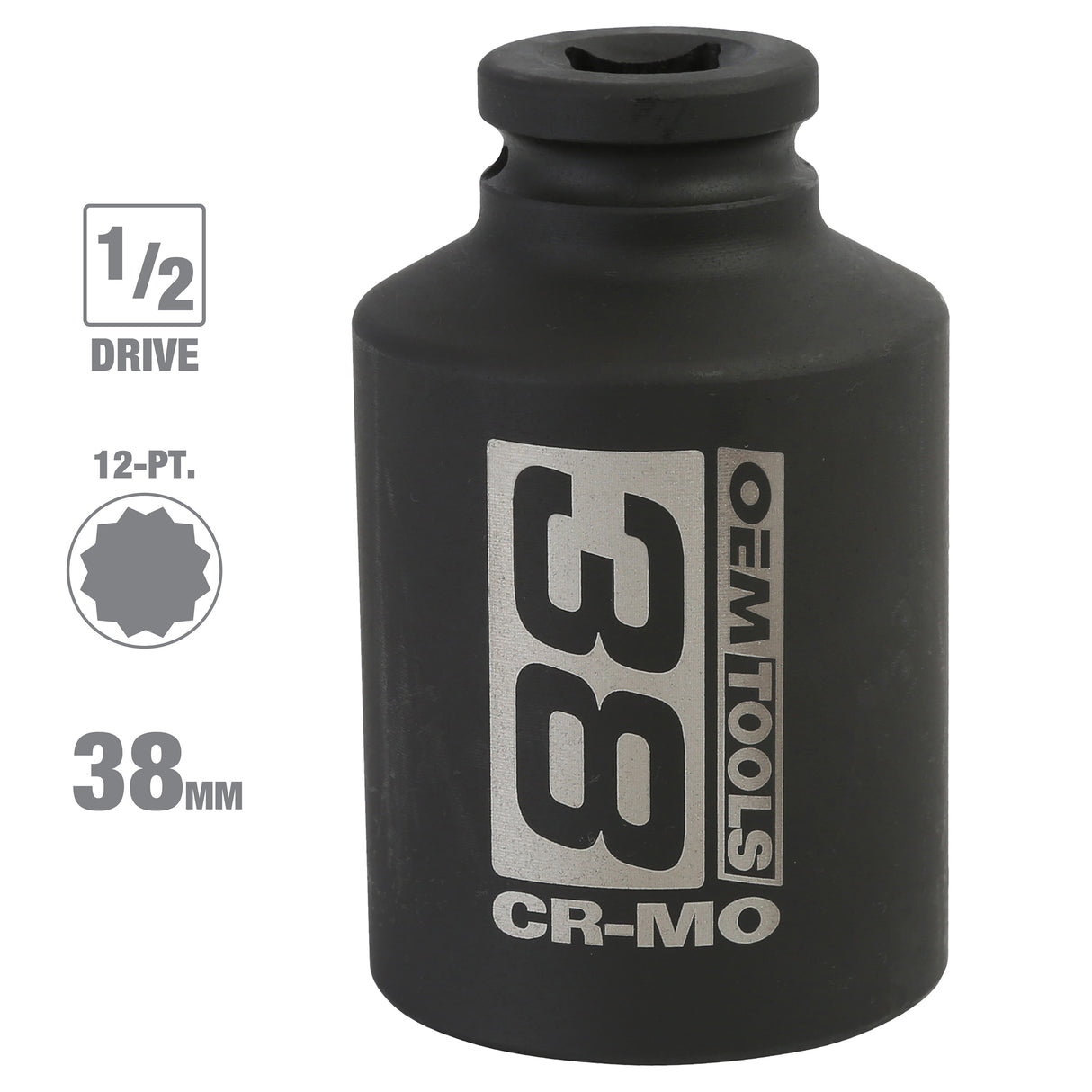 OEMTOOLS 24717 1/2 Inch Drive 12 Pt. Axle Nut Socket (38 mm) Additional Image 1