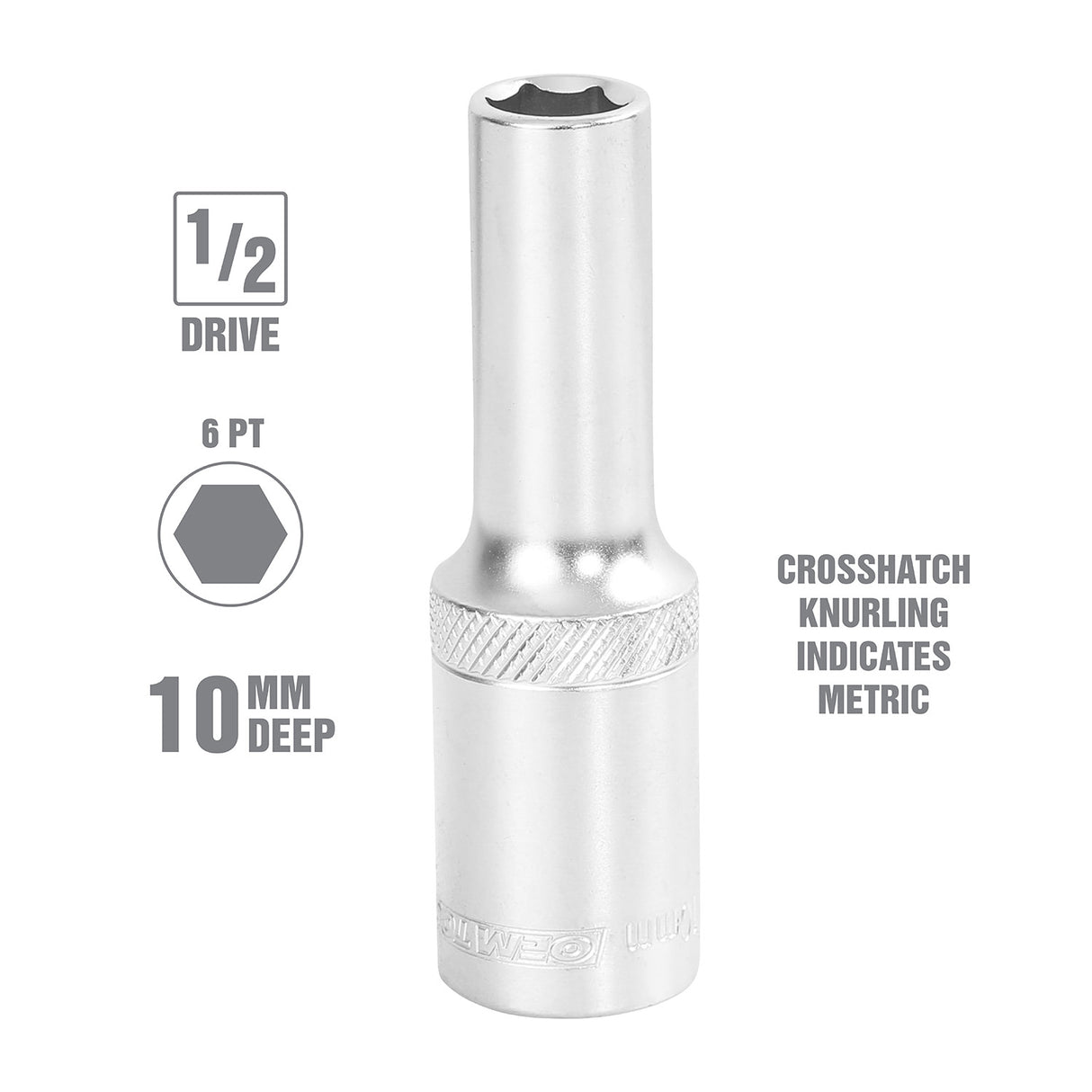 OEMTOOLS 22440 1/2 Inch Drive 6 Pt. Deep Wall Socket (10 mm) Additional Image 1