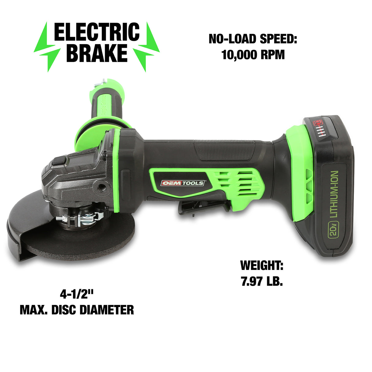 OEMTOOLS 24492 20V MAX* Li-ion Cordless Angle Grinder Additional Image 3