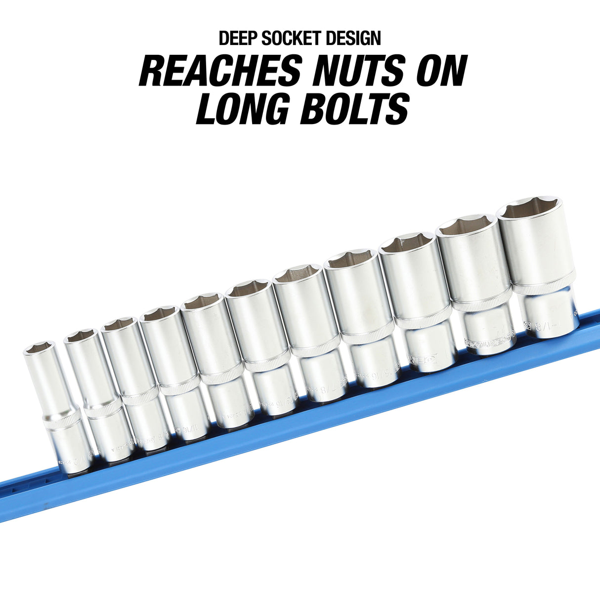 OEMTOOLS 22961 11 Piece 1/2in. Drive Deep Socket Set (SAE) Additional Image 1