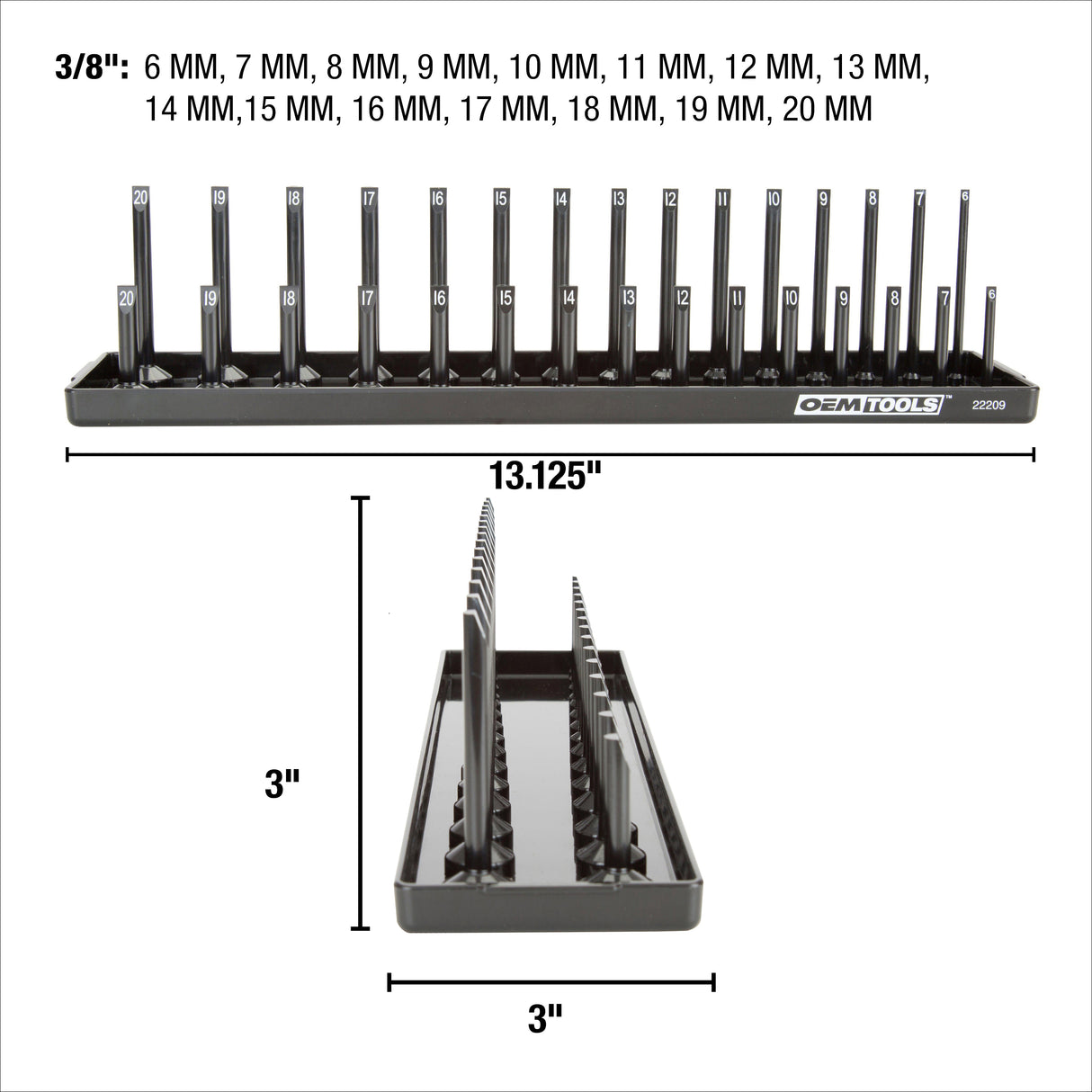 OEMTOOLS 22209 3/8in. Drive Socket Tray (Metric) Additional Image 2