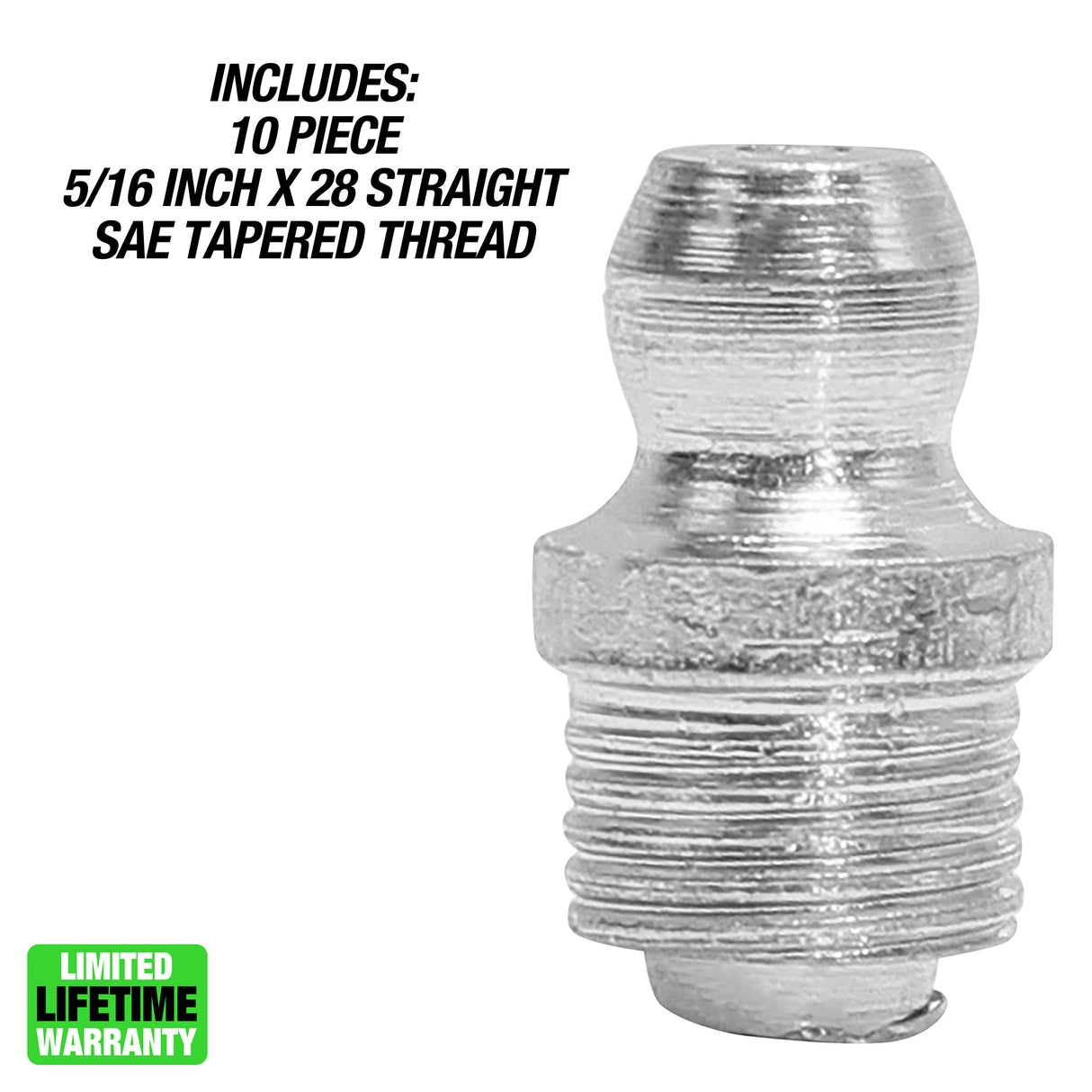 OEMTOOLS 25796 5/16 Inch Straight Drive Grease Fittings, 10-Pack Additional Image 1
