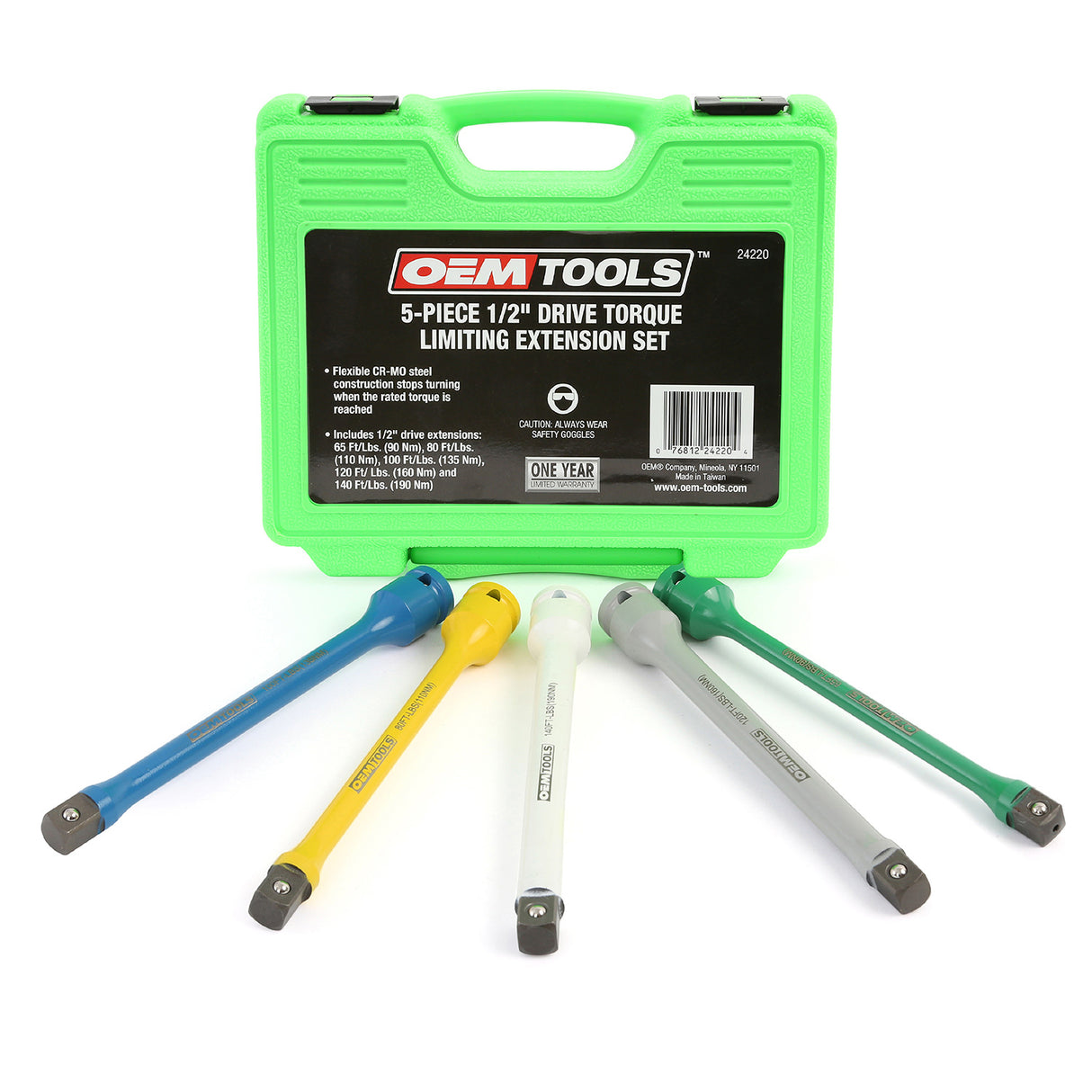 OEMTOOLS 24220 5 Piece 1/2in. Drive Torque Limiting Extension Set Main Image