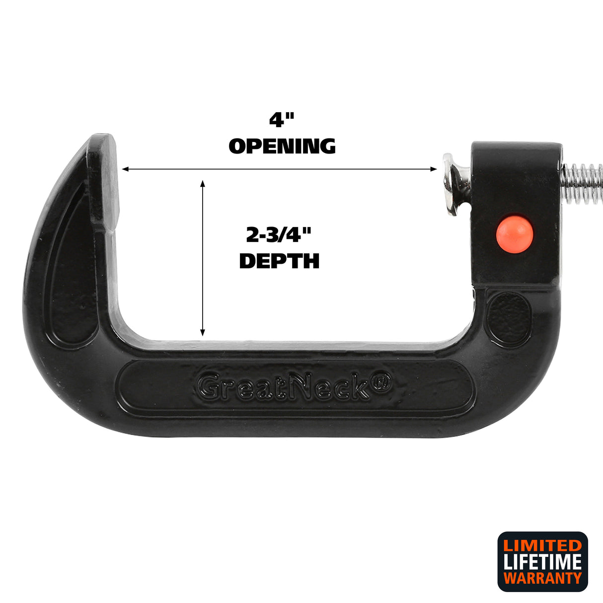GreatNeck QRCC4 Quick Release C-Clamp (4 Inch) Additional Image 2