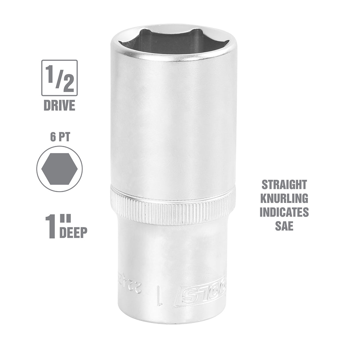 OEMTOOLS 22428 1/2 Inch Drive 6 Pt. Deep Wall Socket (1 Inch) Additional Image 1