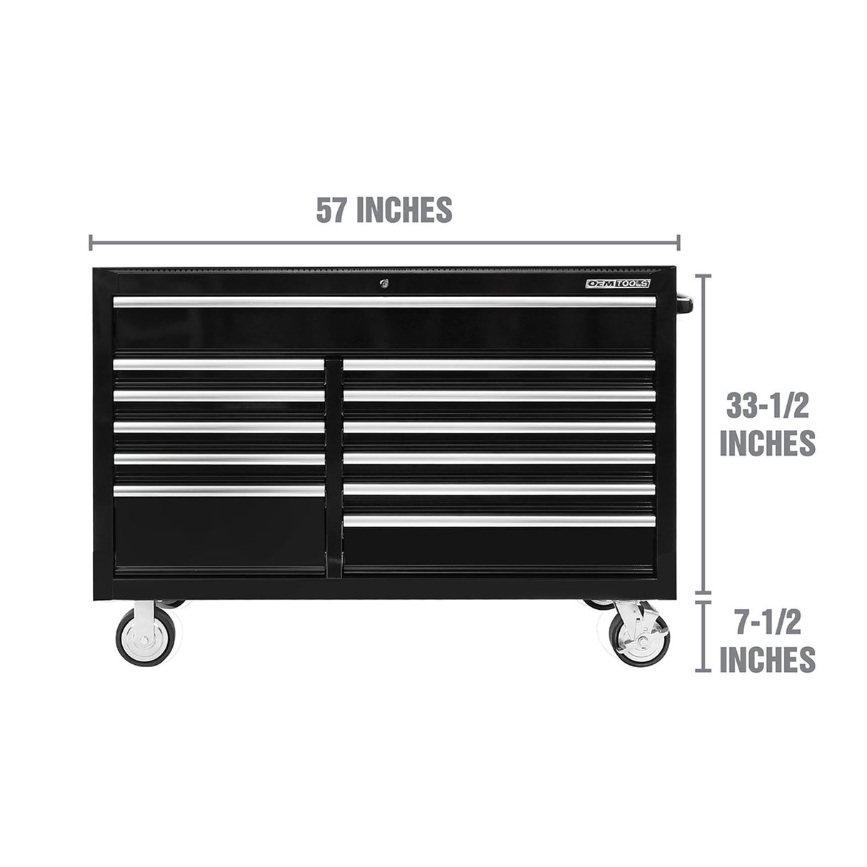 OEMTOOLS 24736 Professional Series 57-Inch 12-Drawer Tool Cabinet - Black Additional Image 1