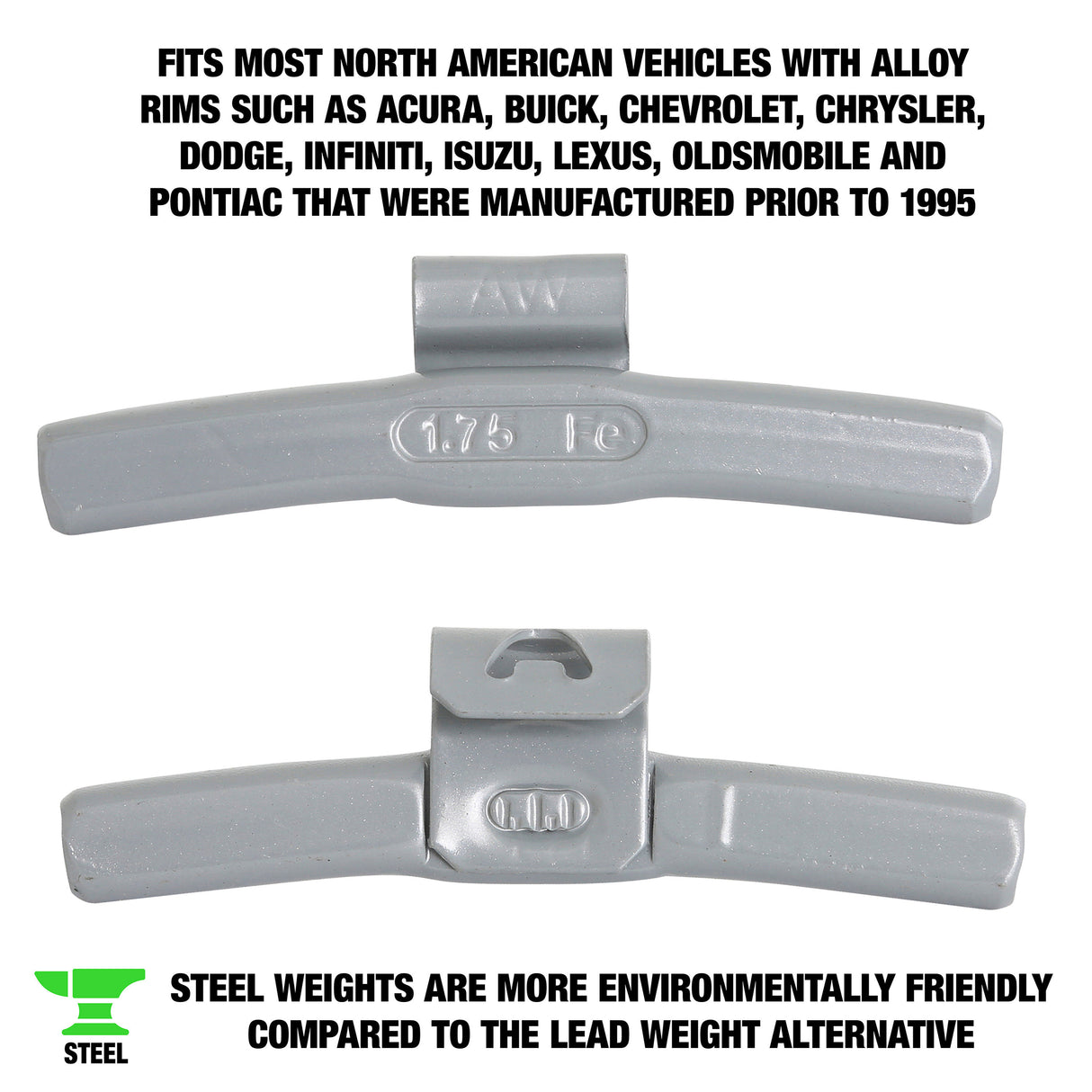 OEMTOOLS 23249 1.75 Oz. AL Style Steel Wheel Weight - 1 Box of 25 Additional Image 1