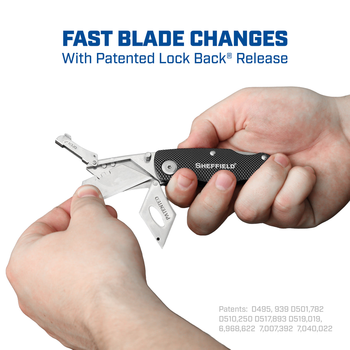 Sheffield 12613 Folding Lock Back® Utility Knife - Black Additional Image 1