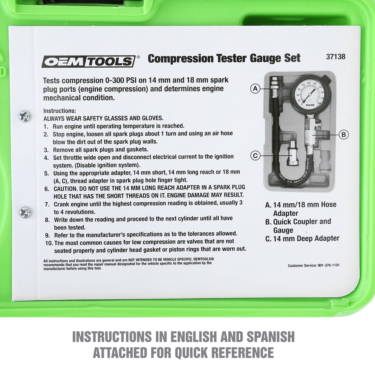 OEMTOOLS 37138 Compression Tester Gauge Set Additional Image 5