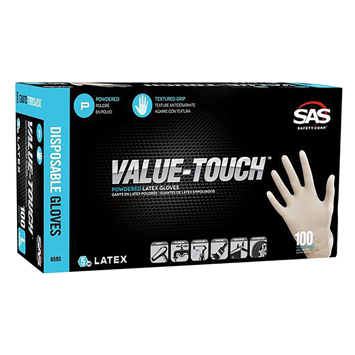 SAS 6592 Value-Touch Powdered Latex Disposable Glove (5 Boxes of 100 Pcs.) - Medium Additional Image 2