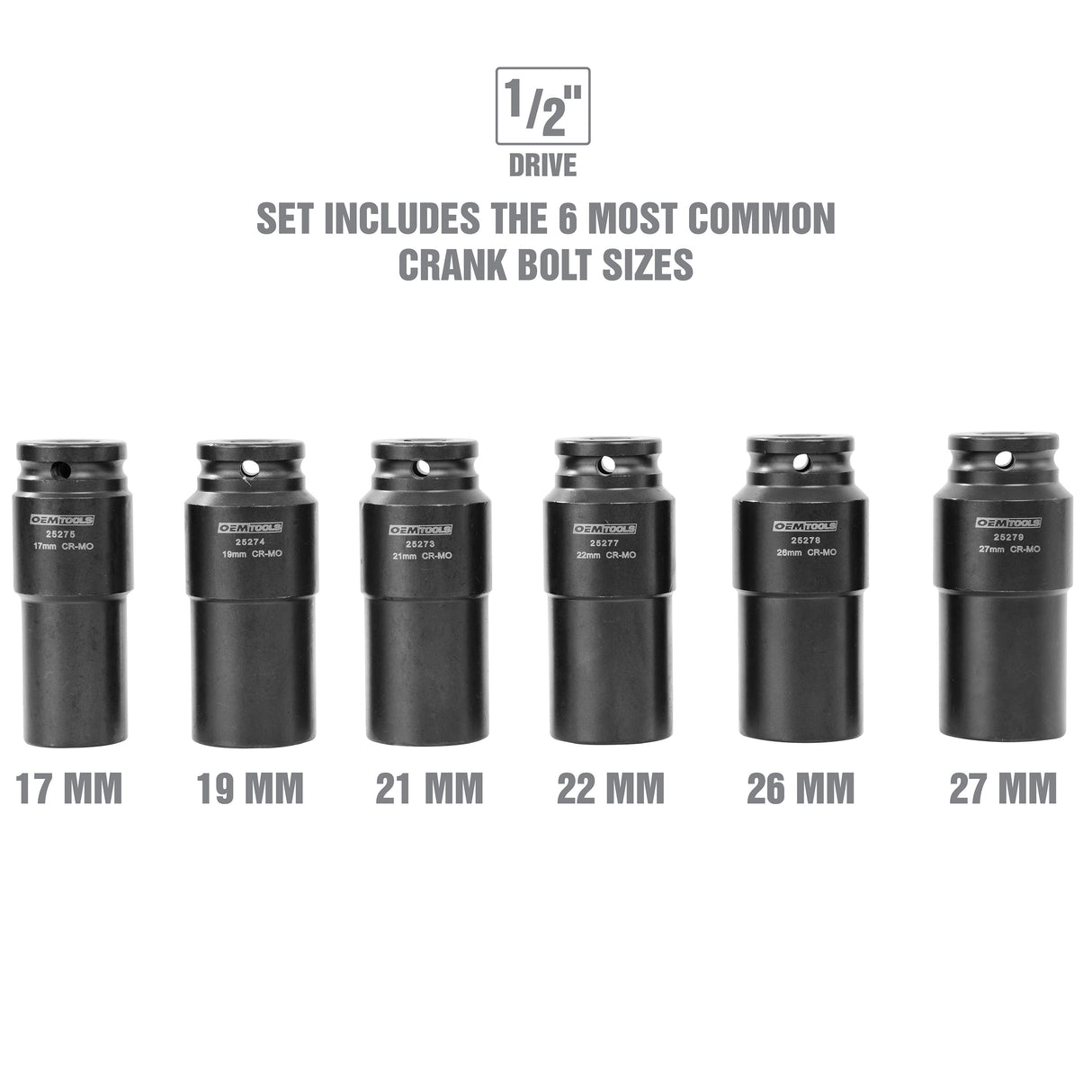 OEMTOOLS 25276 6 Piece Crank Bolt Socket Set Additional Image 1