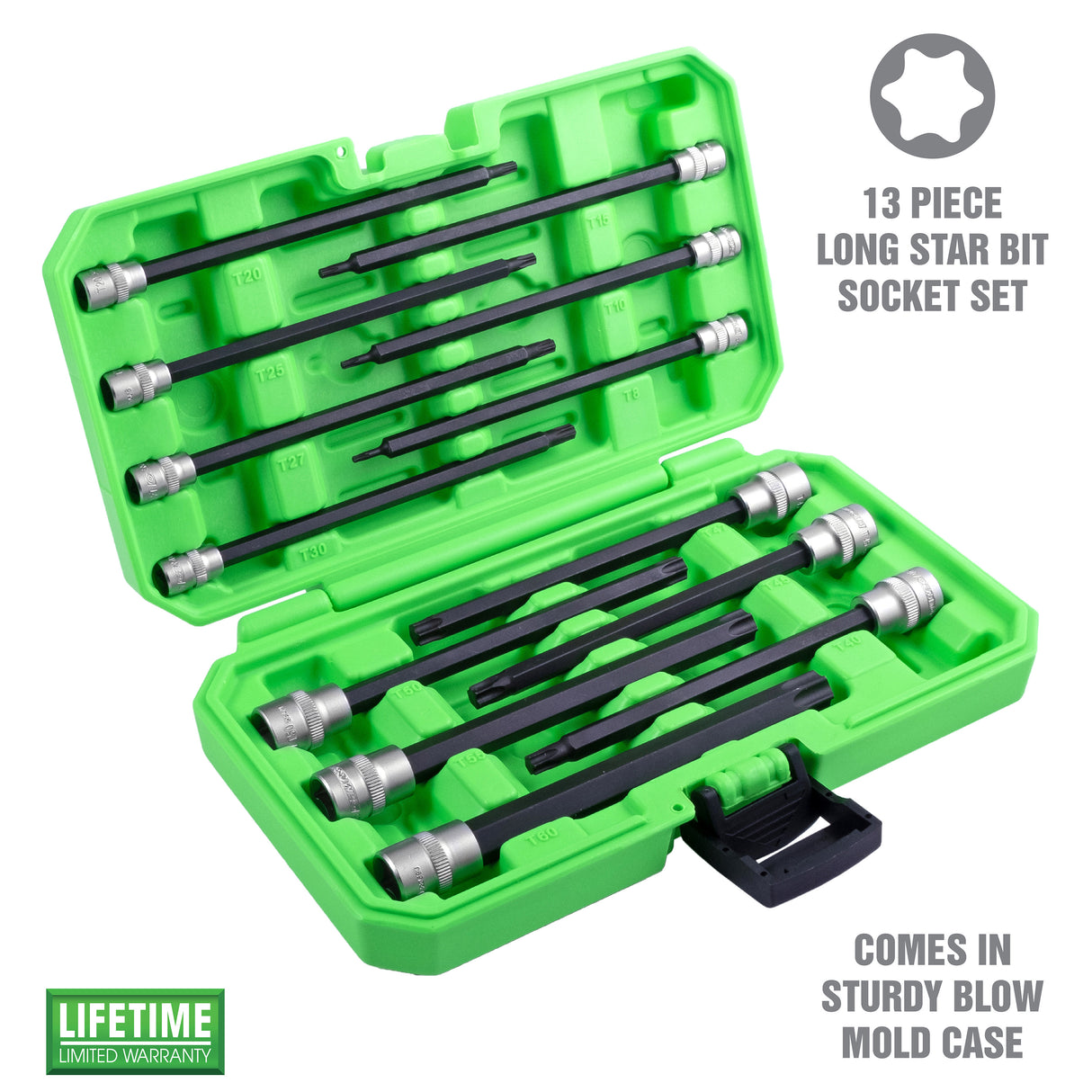 OEMTOOLS 23680 13 Piece Extra Long Star Bit Socket Set Additional Image 1