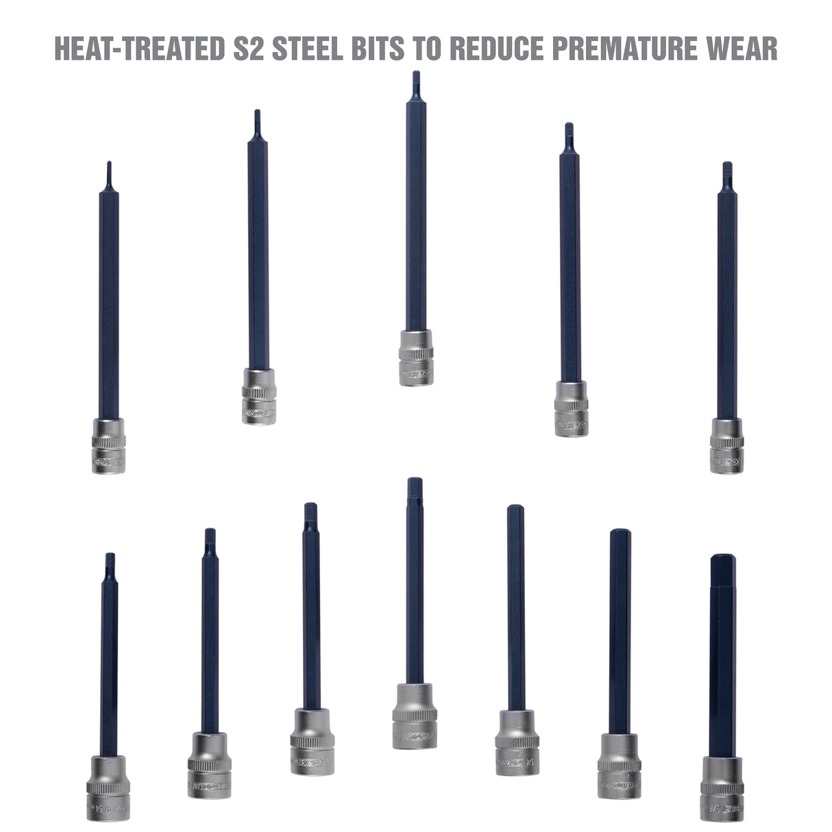 OEMTOOLS 23563 12 Piece Extra Long Hex Bit Socket Set (SAE) Additional Image 4