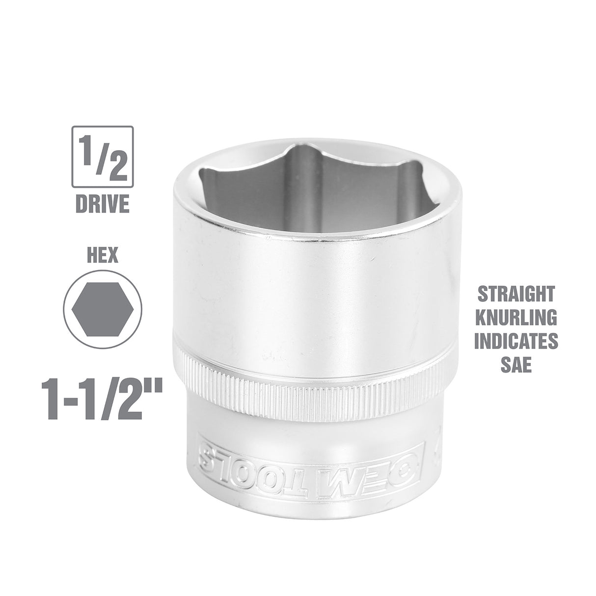 OEMTOOLS 22373 1-1/2 Inch 1/2 Inch Drive Socket Additional Image 1