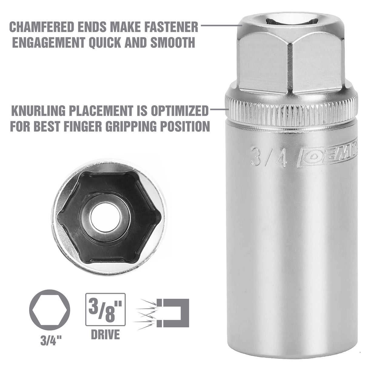 OEMTOOLS 22882 3/4 Inch 3/8in. Drive Magnetic 6 Pt. Spark Plug Socket Additional Image 3