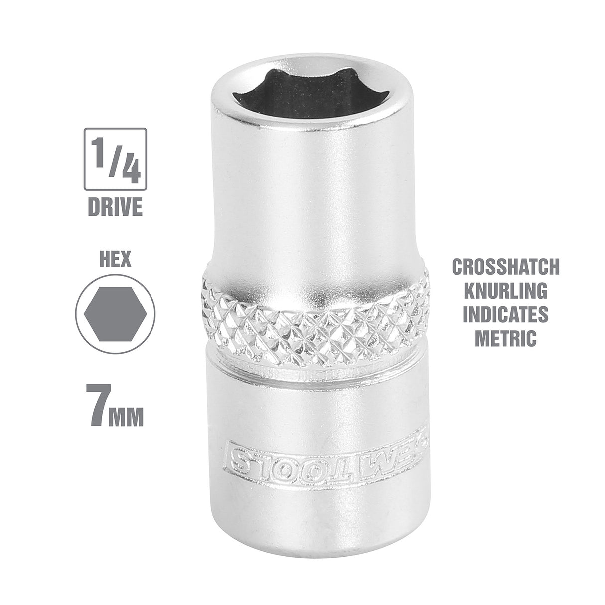 OEMTOOLS 22244 1/4 Inch Drive 6 Pt. Socket (7 mm) Additional Image 1
