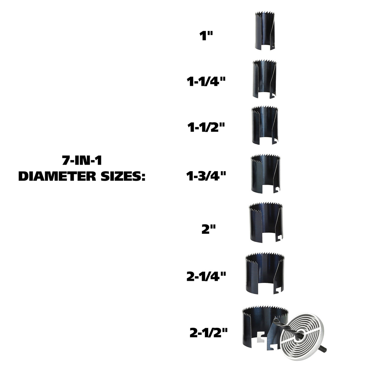 GreatNeck HC7D 7-in-1 Hole Saw (1-3/4 Inch Deep) Additional Image 2