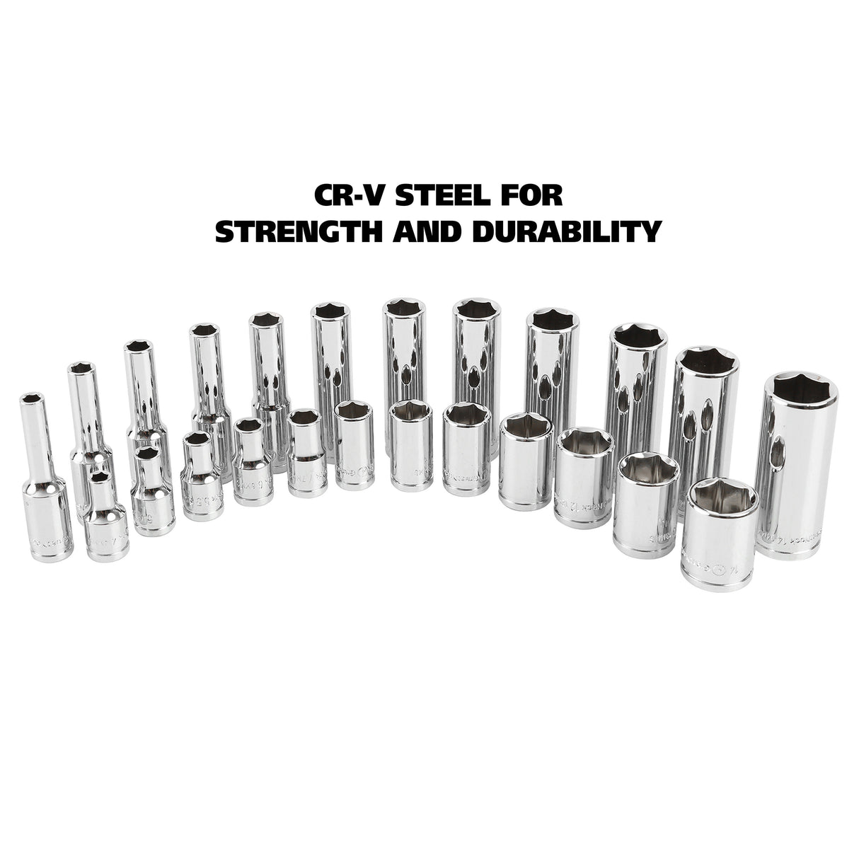 GreatNeck 18622 22 Piece 1/4 Drive Deep/Shallow Socket Set with Tray (Metric) Additional Image 4