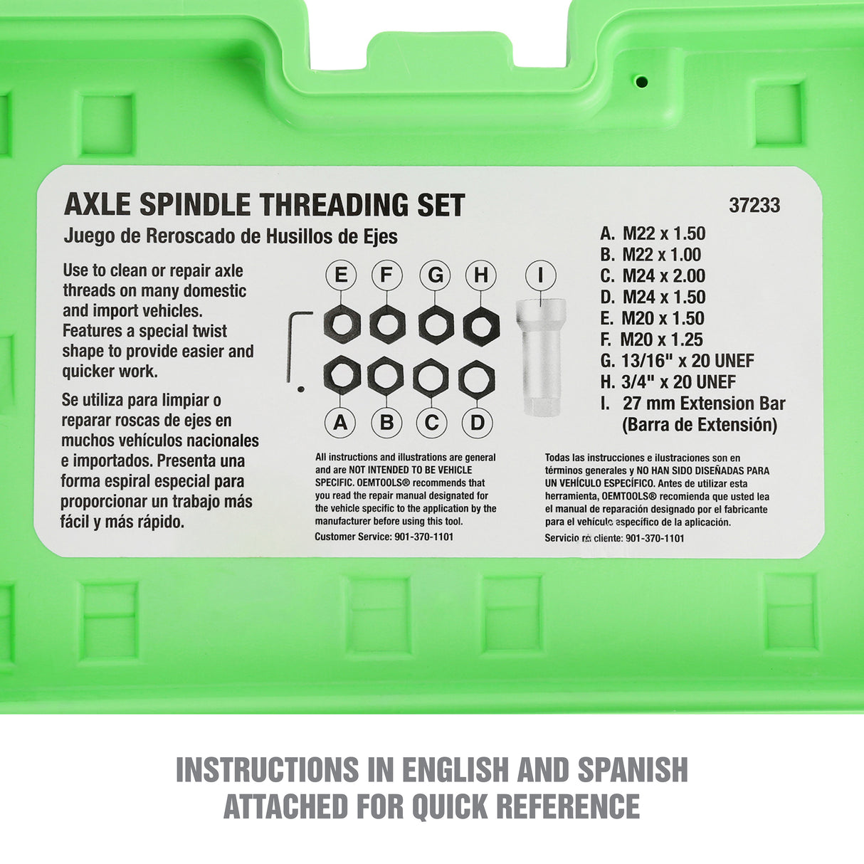 OEMTOOLS 37233 Axle Spindle Threading Set Additional Image 6