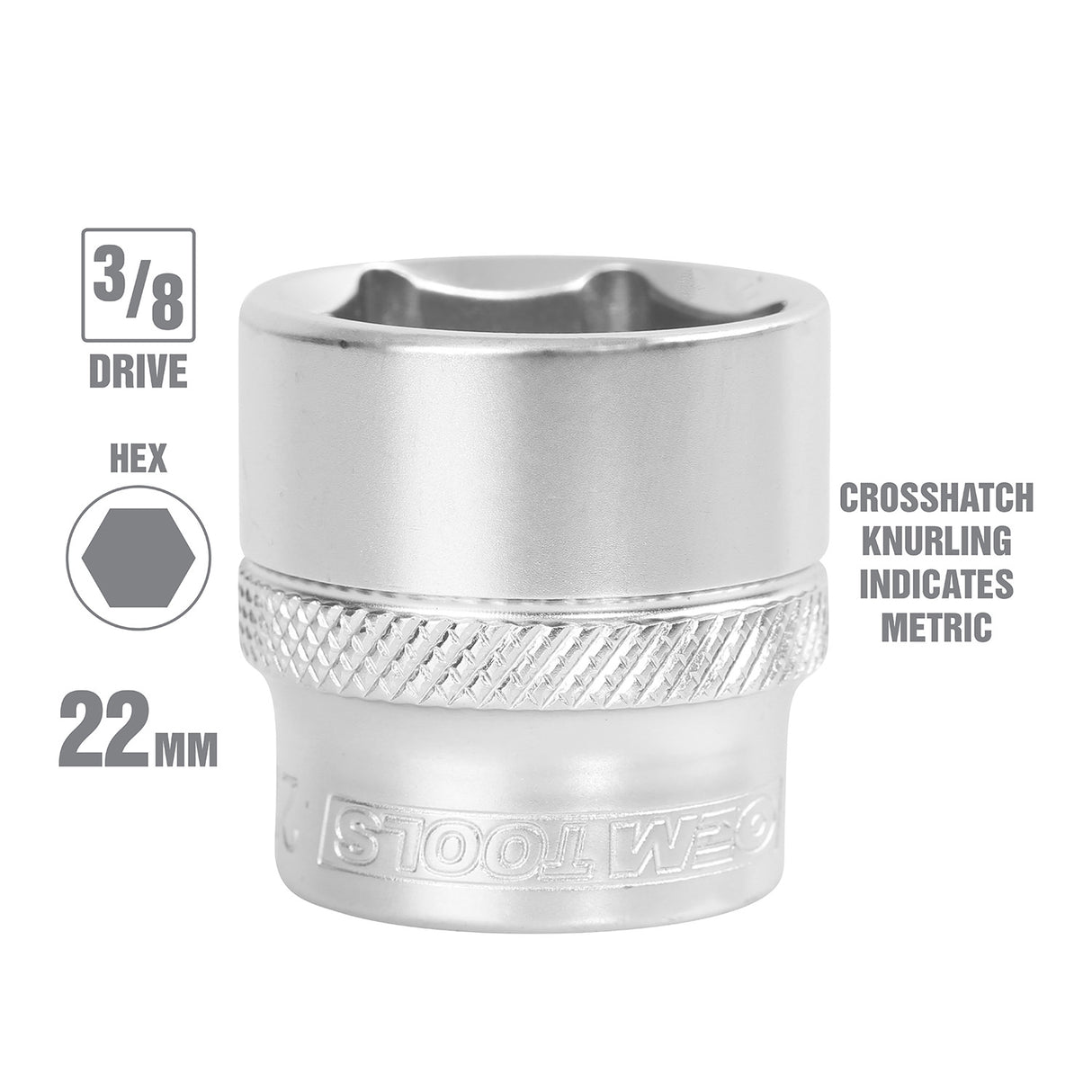 OEMTOOLS 22296 3/8 Inch Drive 6 Pt. Socket (22 mm) Additional Image 1