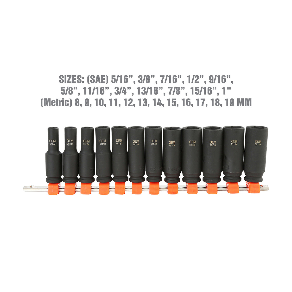 OEMTOOLS 25588 12 Piece 3/8 Inch Deep Impact Socket Set (Metric) Additional Image 2