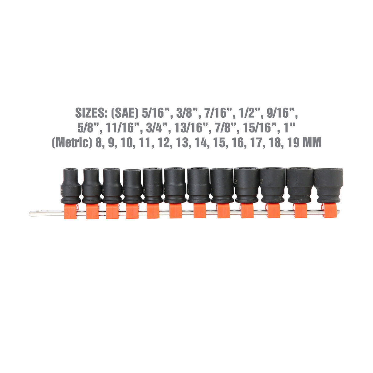 OEMTOOLS 25587 12 Piece 3/8in. Drive Impact Socket Set (Metric) Additional Image 2