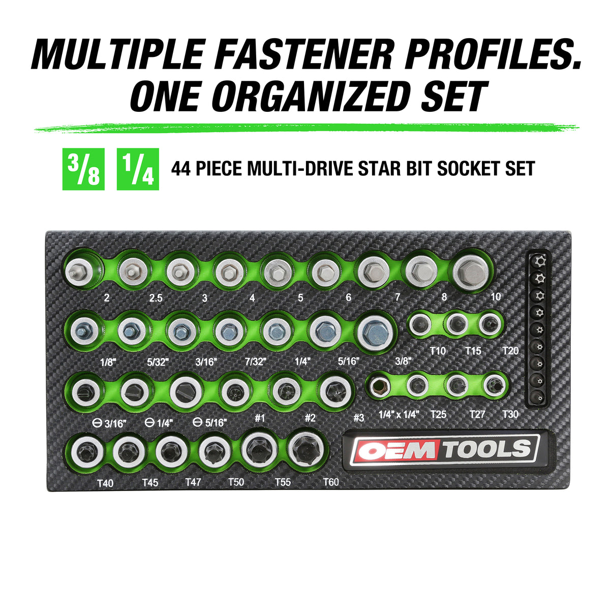 OEMTOOLS 23992 44 Piece Multi-Drive Star and Bit Socket Set Additional Image 1