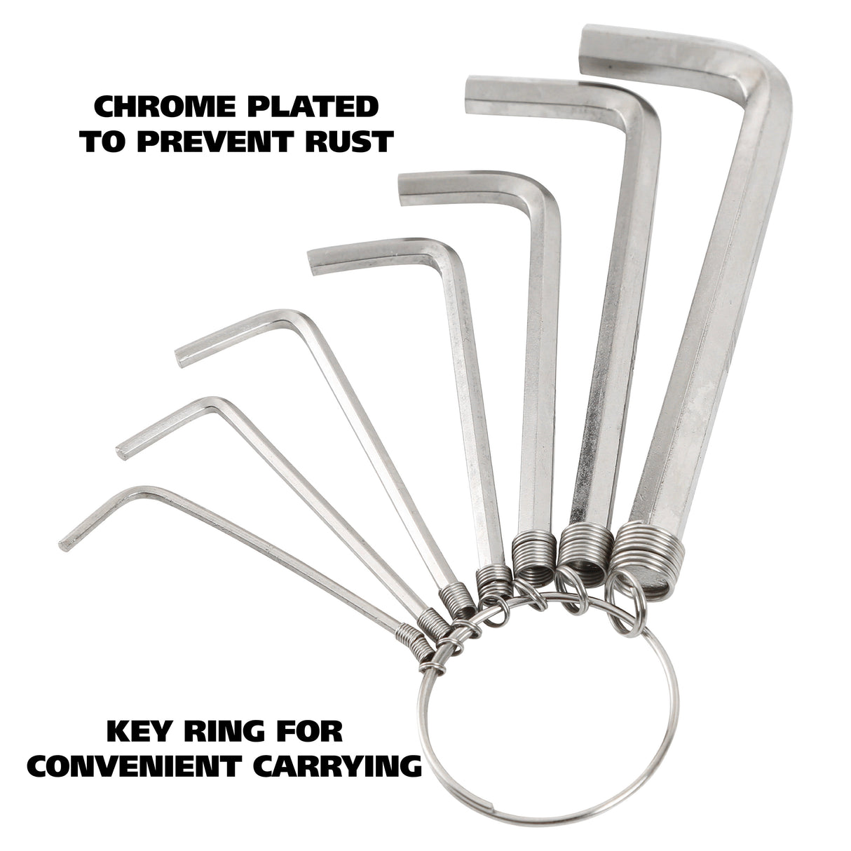 GreatNeck HKM7C Hex Key Wrench Set (7 Piece Metric) on Key Ring Additional Image 4