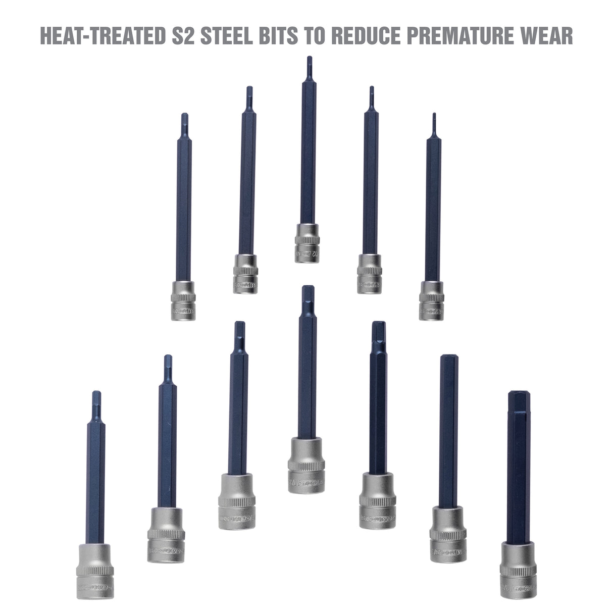 OEMTOOLS 23902 12 Piece SAE Magnetic Long Hex Bit Socket Set Additional Image 4