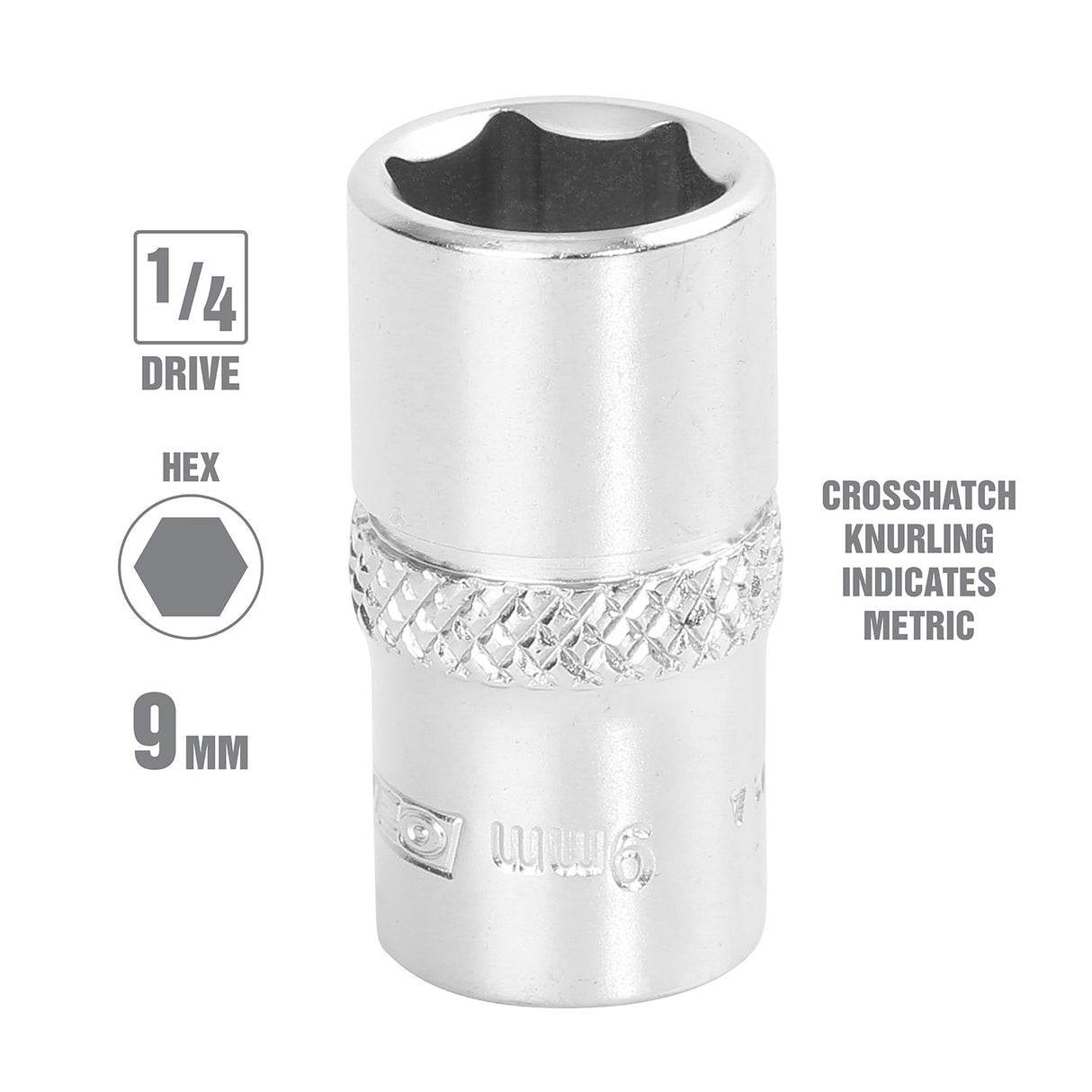 OEMTOOLS 22246 1/4 Inch Drive 6 Pt. Socket (9 mm) Additional Image 1