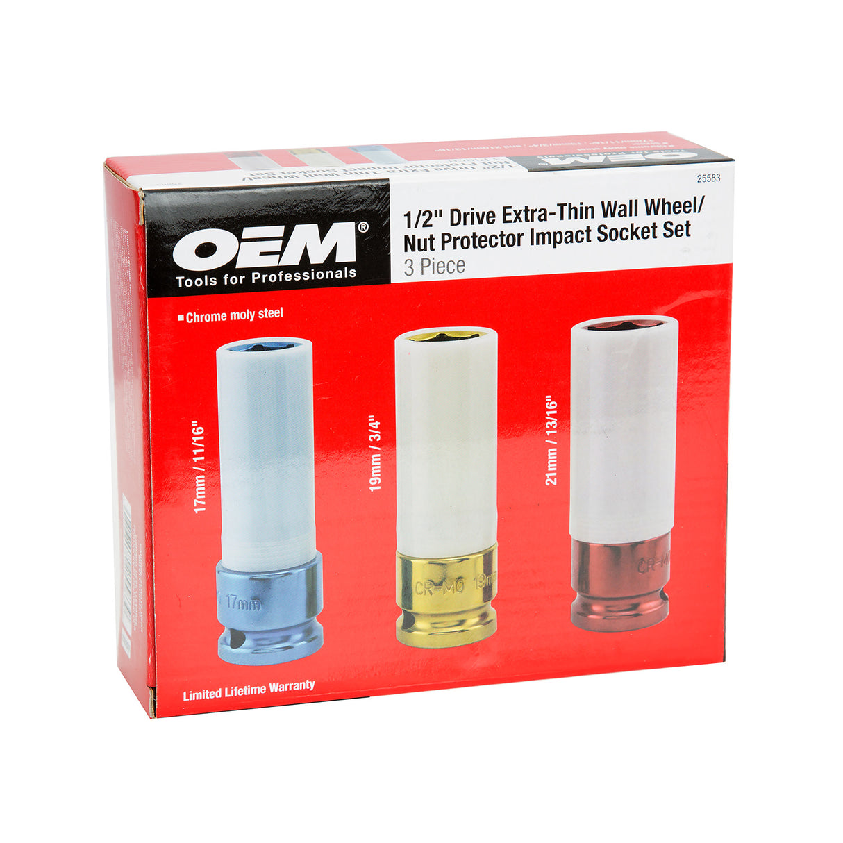 OEMTOOLS 25583 1/2in. Drive Thin Wall Nut Protector 3 Piece Impact Set Additional Image 4