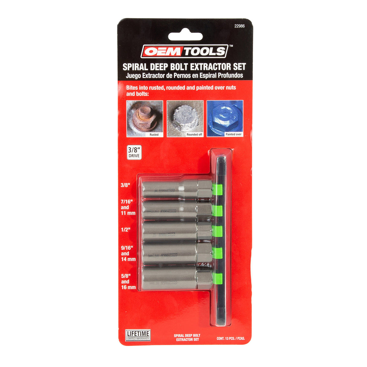 OEMTOOLS 22993 5 Piece Spiral Type Deep Extractor Set on Aluminum Rail Additional Image 6