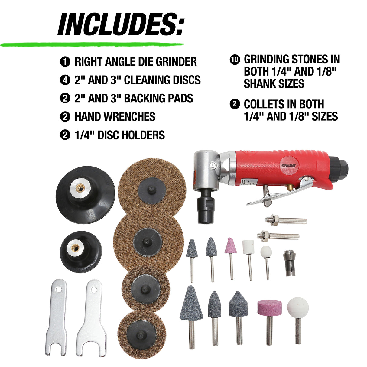 OEMTOOLS 25777 Right Angle Air Die Grinder Kit Additional Image 1