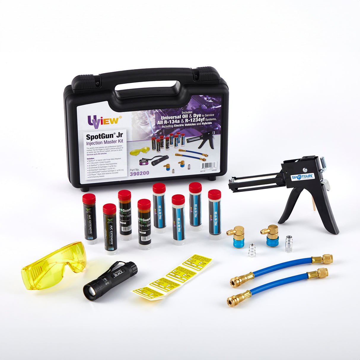 Uview 390200 Spotgun Jr. Univ. Oil/UV Dye Kit for R134a/R1234YF - 1 Oz. With UV Lite Main Image