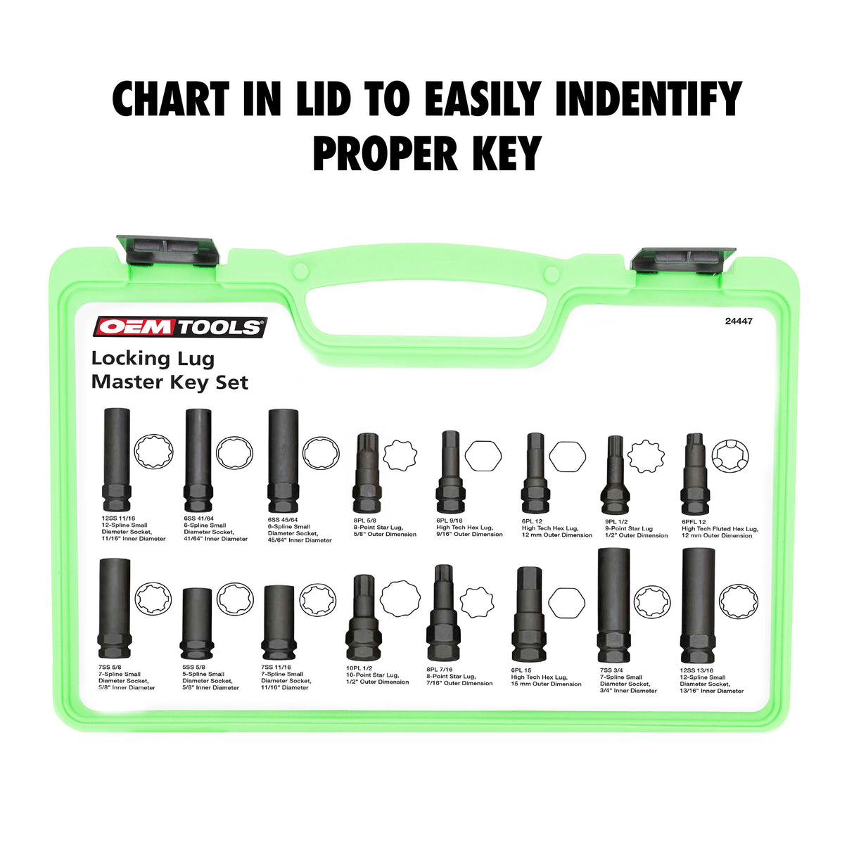 OEMTOOLS 24447 16 Piece Locking Lug Master Key Set Additional Image 2
