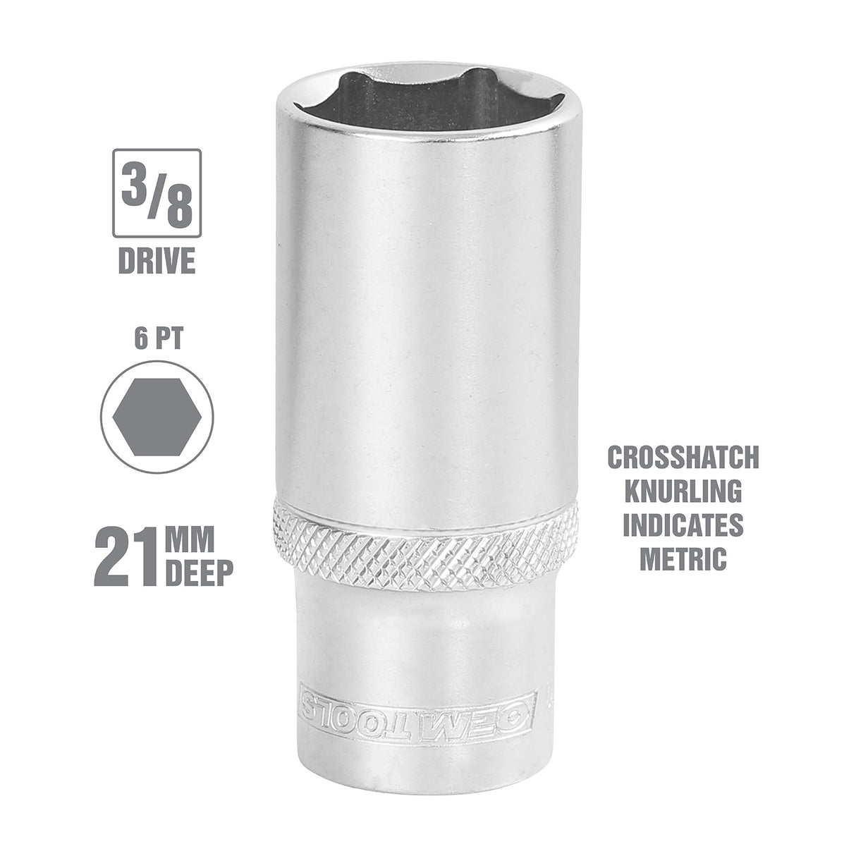 OEMTOOLS 22335 21 mm 3/8 Inch Drive Deep Socket Additional Image 1