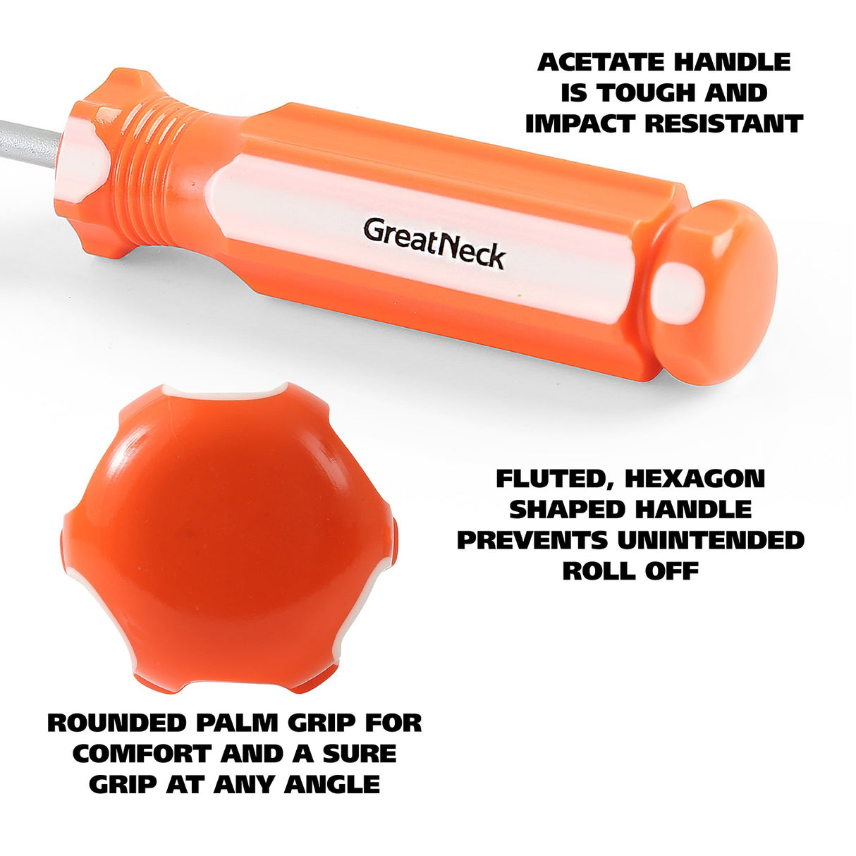 GreatNeck 73014 3/16 x 8 Inch Slotted Round Shank Cabinet Tip Screwdriver Additional Image 1