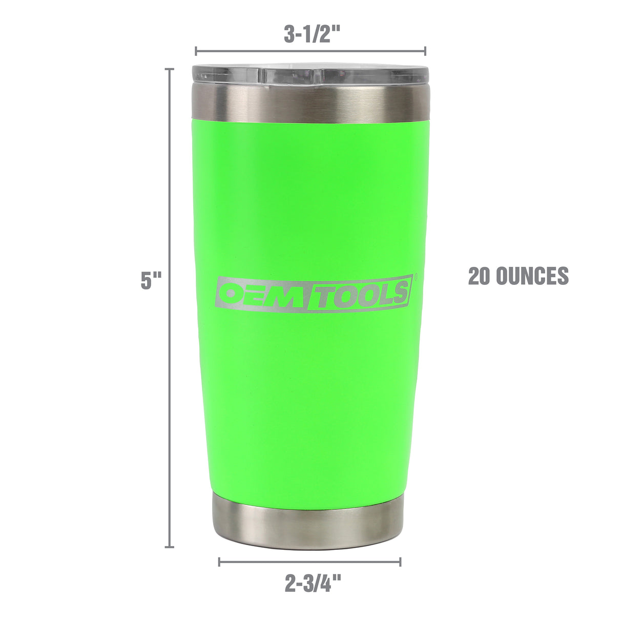 OEMTOOLS 26046 20 Oz. Stainless Steel Double Wall Tumbler - Green Additional Image 1