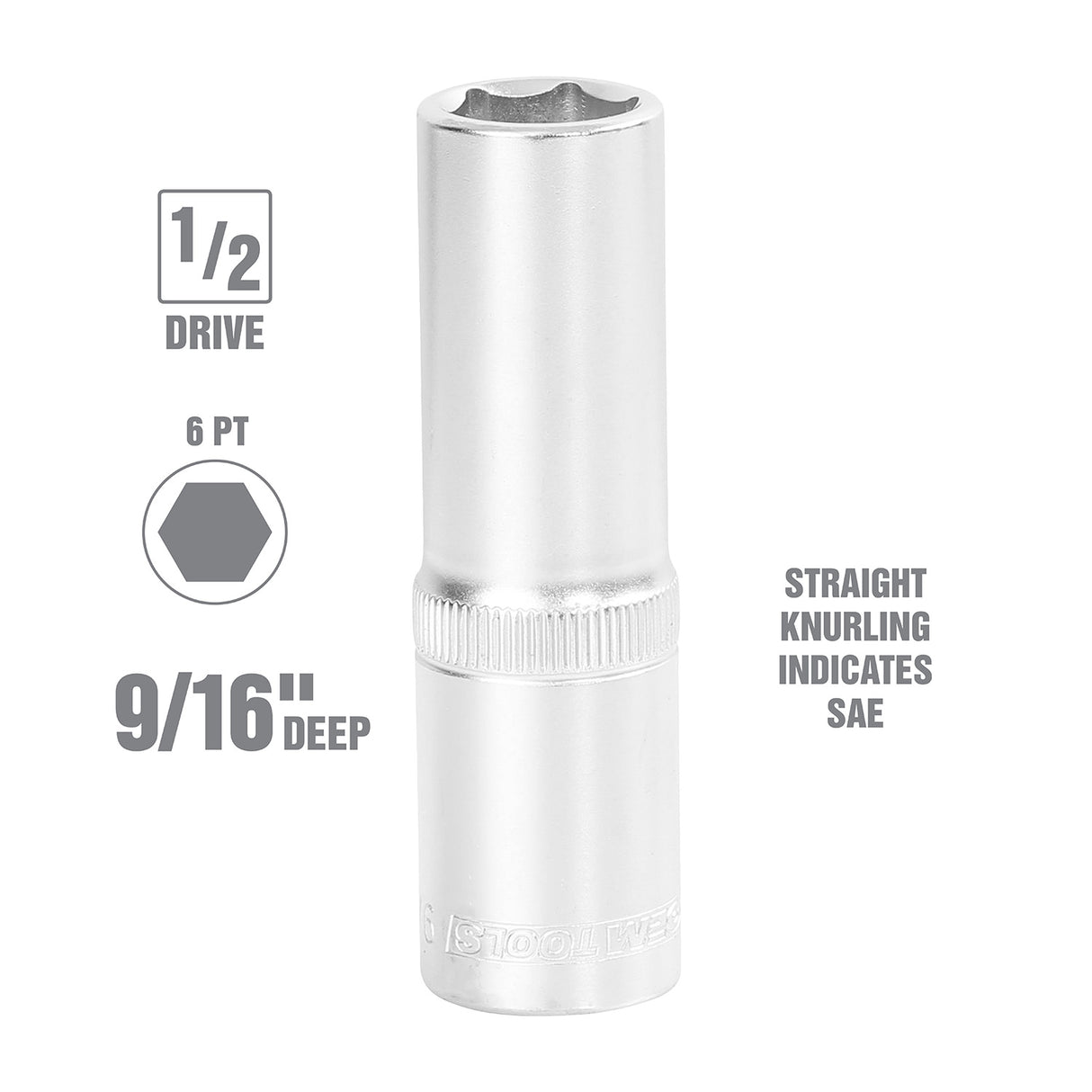 OEMTOOLS 22421 9/16 Inch 1/2 Inch Drive Deep Wall Socket Additional Image 1