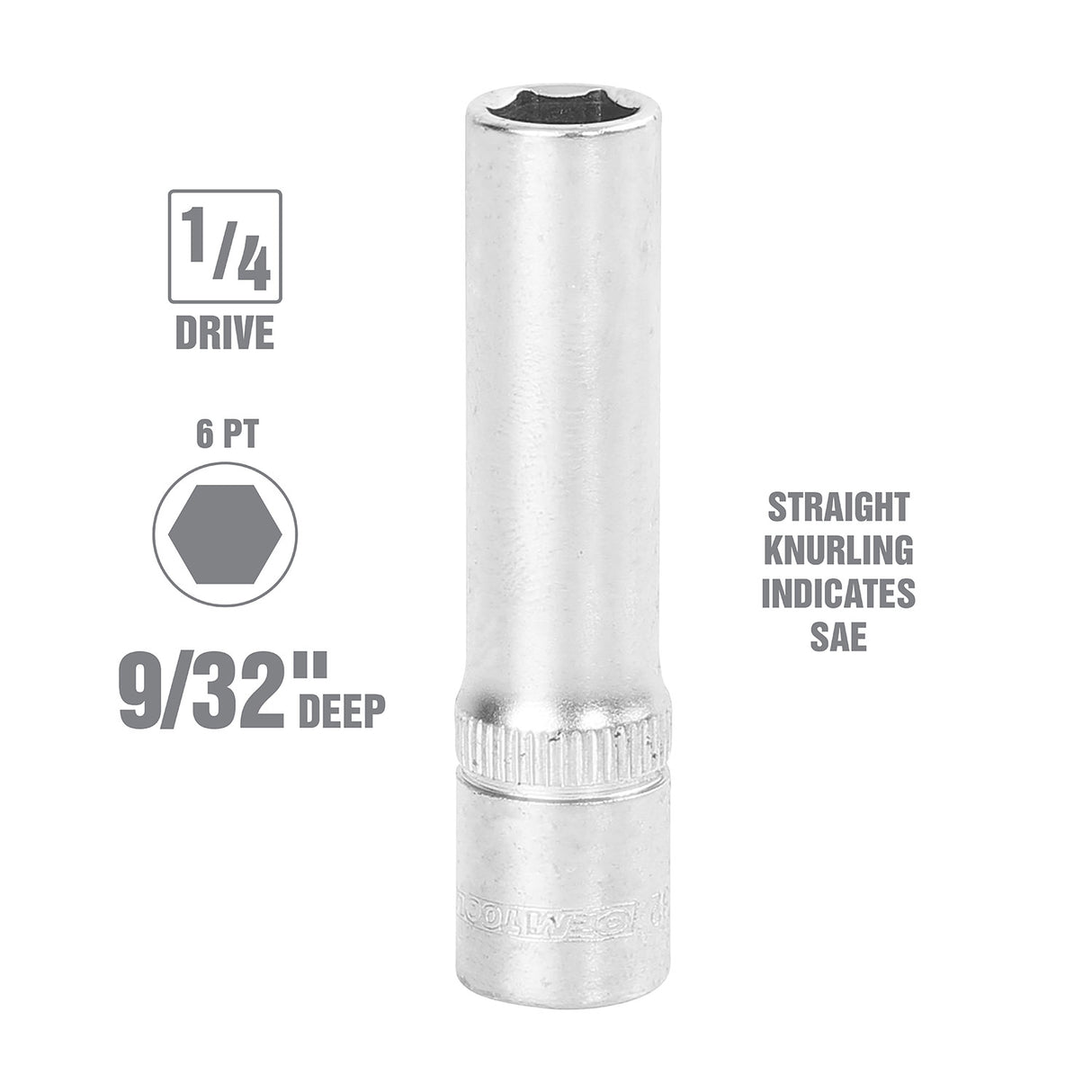 OEMTOOLS 22259 1/4 Inch Drive 6 Pt. Deep Socket (9/32 Inch) Additional Image 1