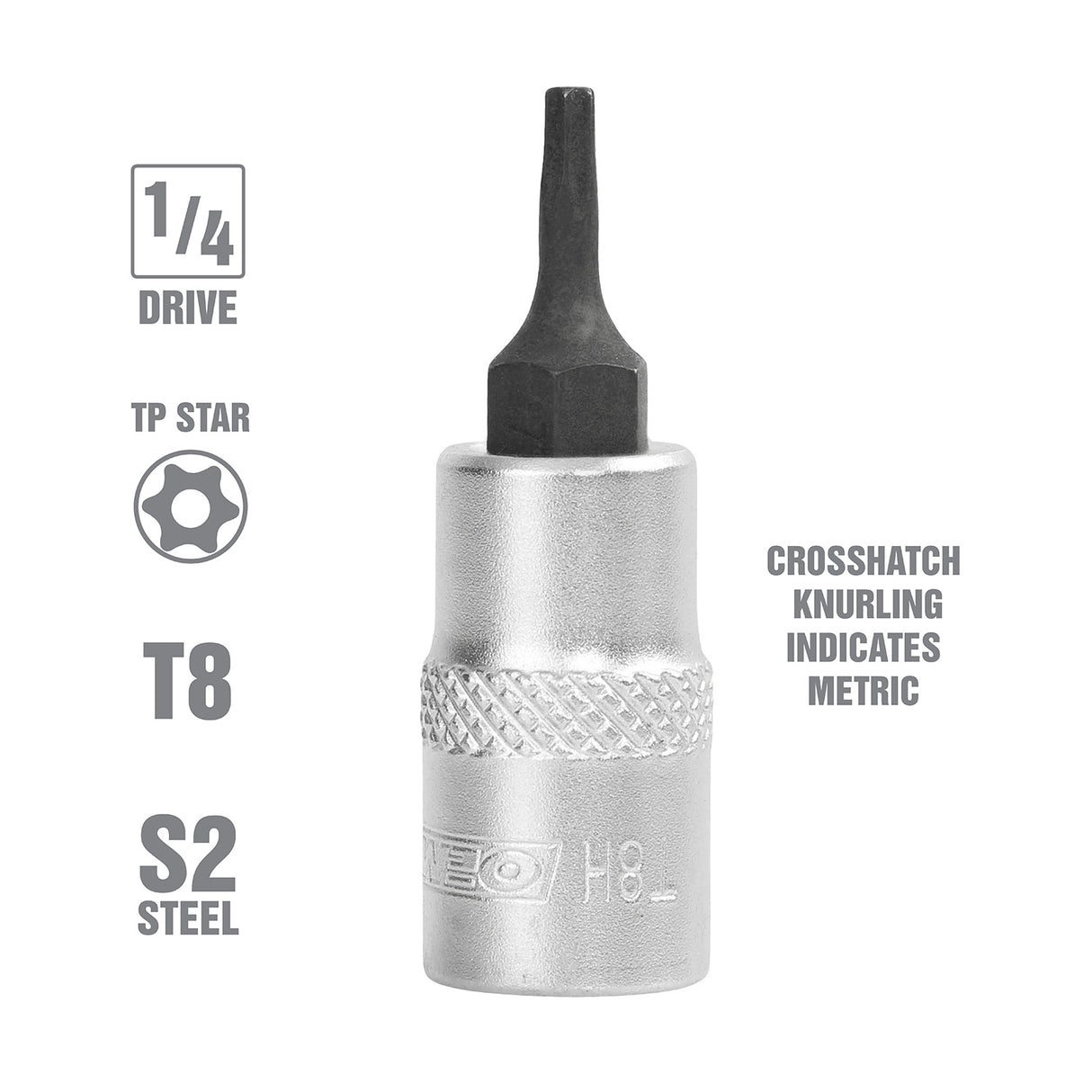 OEMTOOLS 22780 1/4 Inch Drive Tamper Proof Star Socket Bit (T8) Additional Image 1